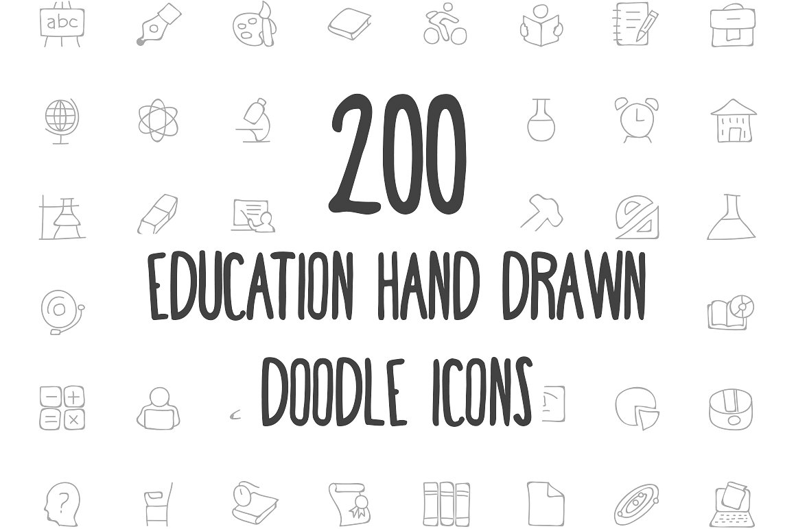 200 Education Hand Drawn Doodl