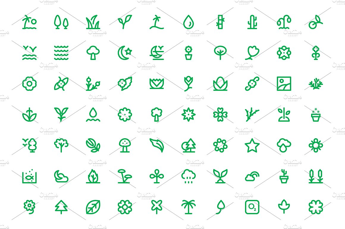 225 Nature Line Icons Set