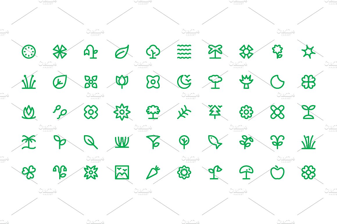 225 Nature Line Icons Set