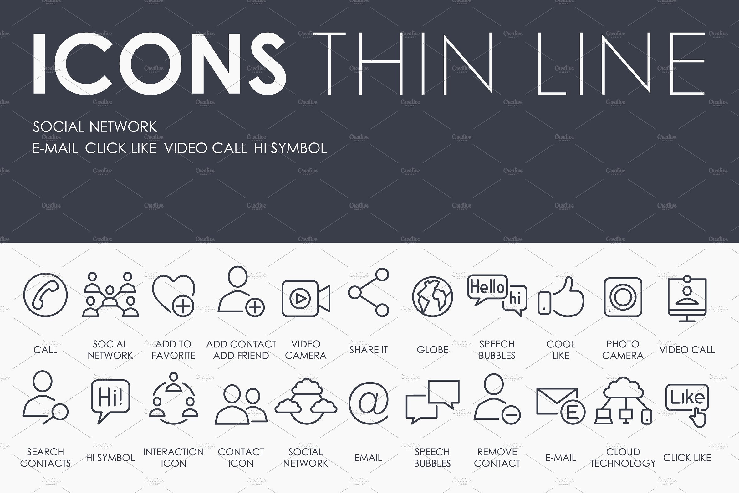 Social Network thinline icons