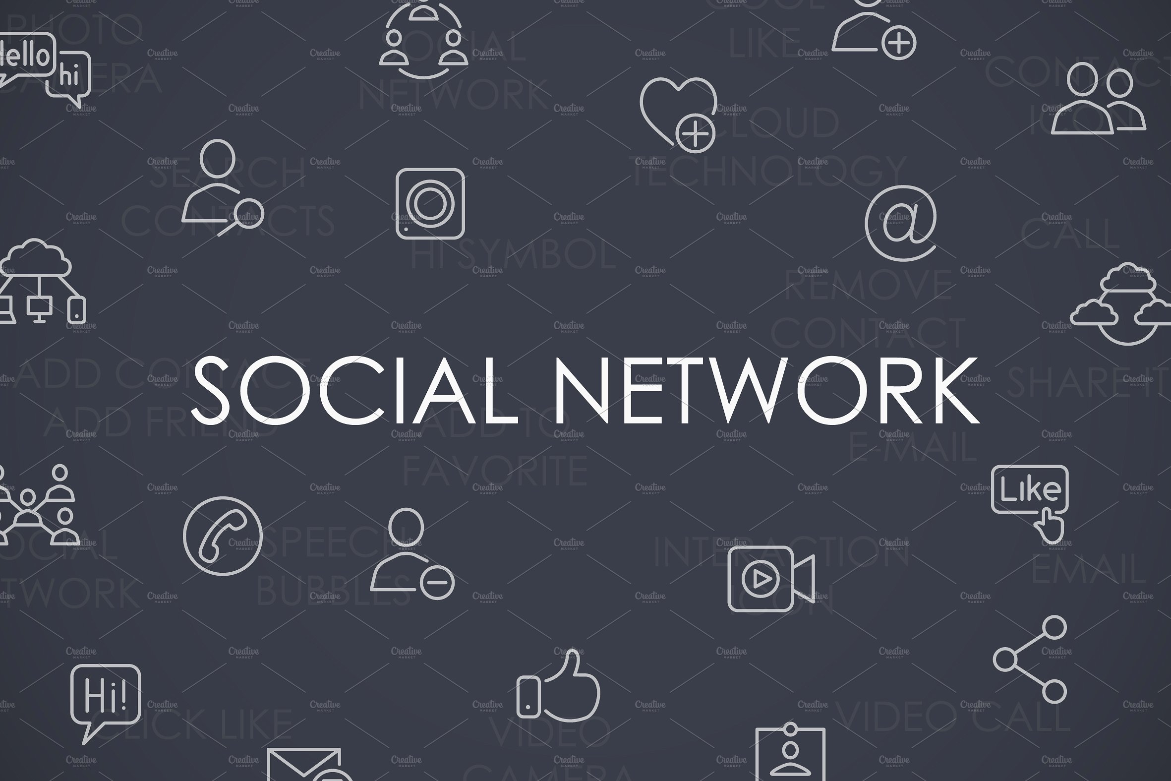 Social Network thinline icons