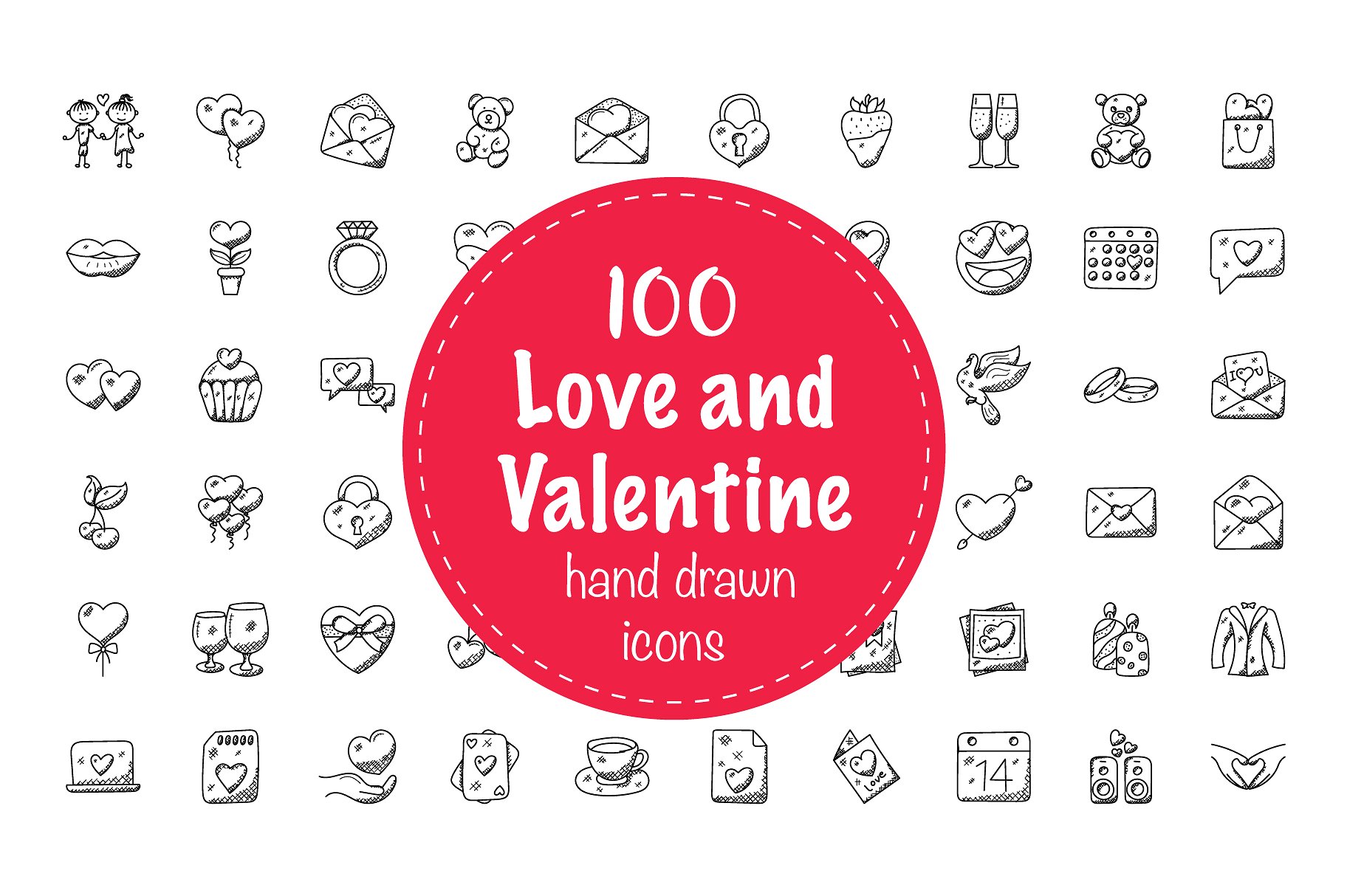 100 Love and Valentine Doodle