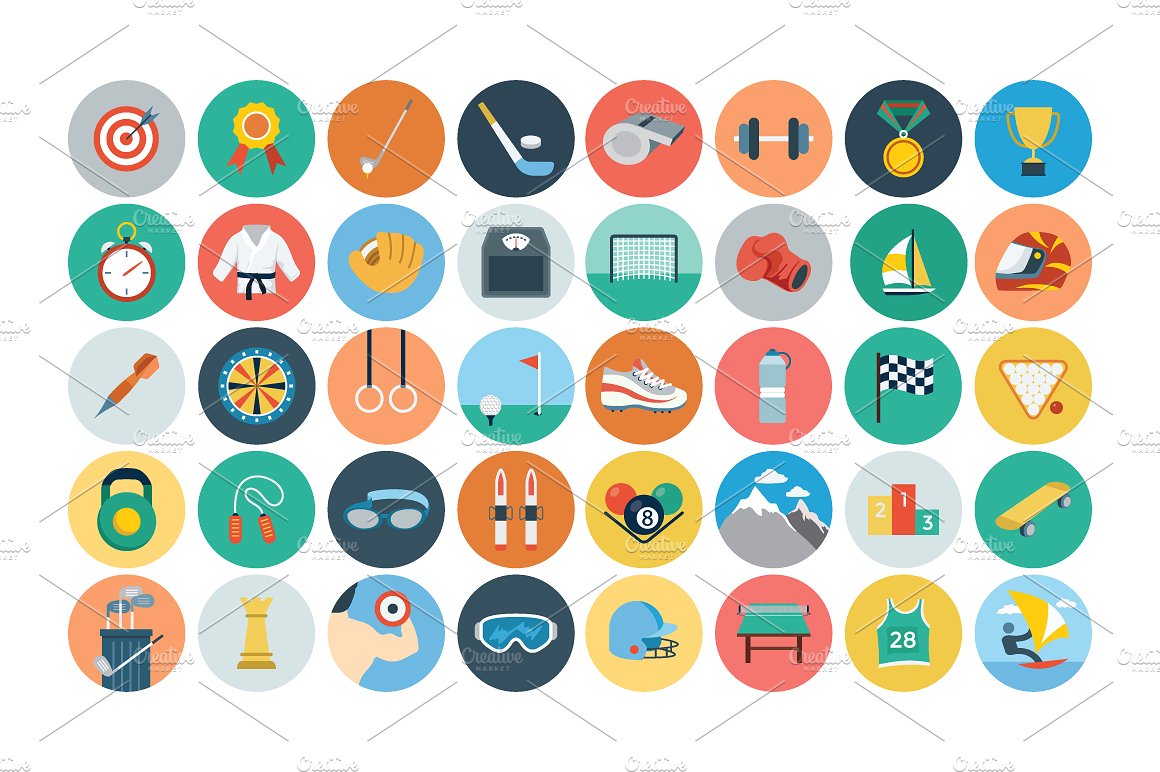 100 Sports Flat Icons