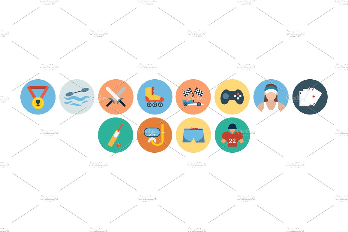 100 Sports Flat Icons