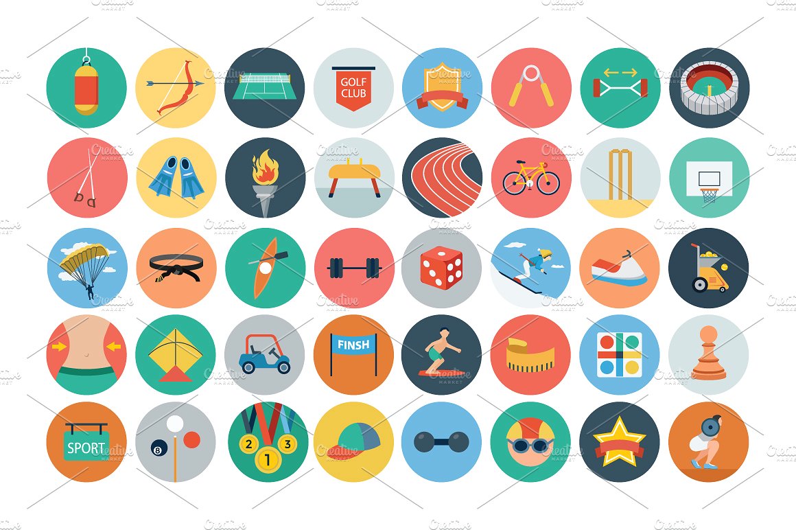 100 Sports Flat Icons