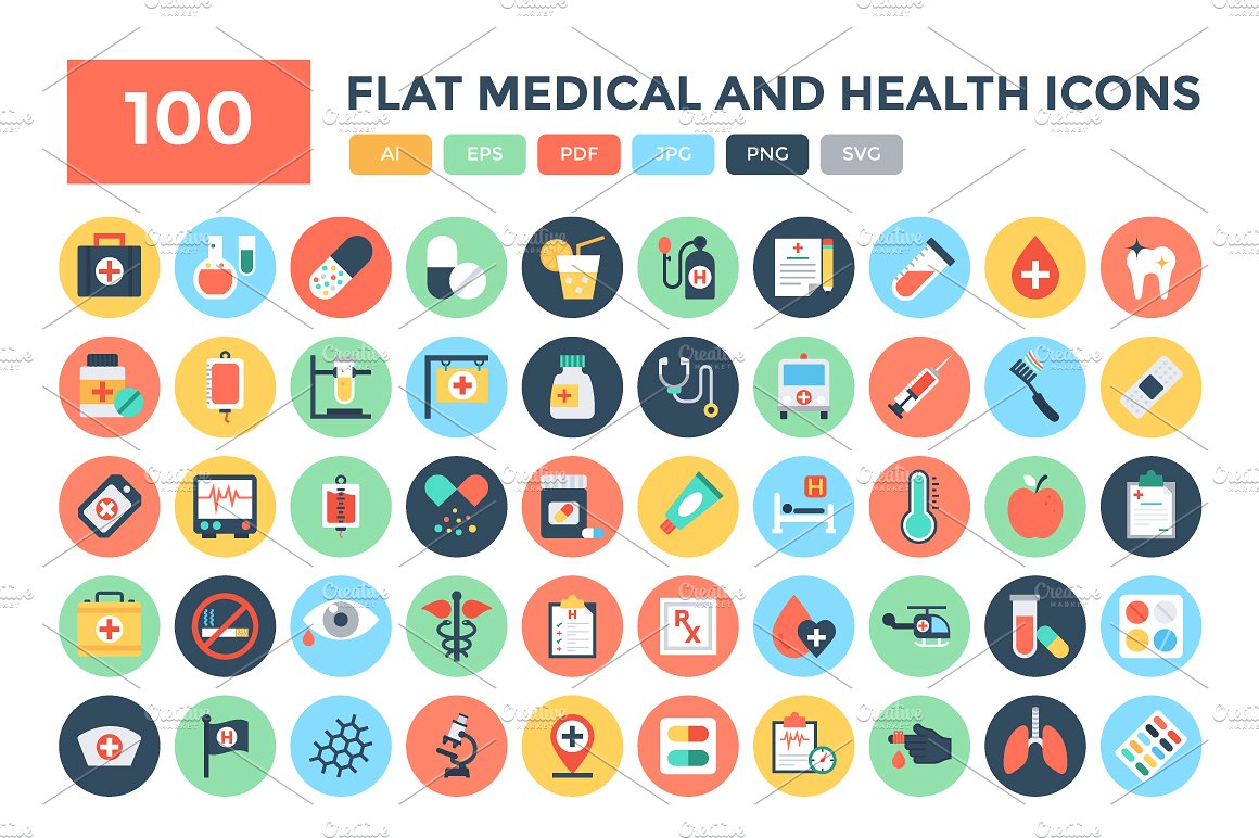 100 Flat Medical and Health Ic