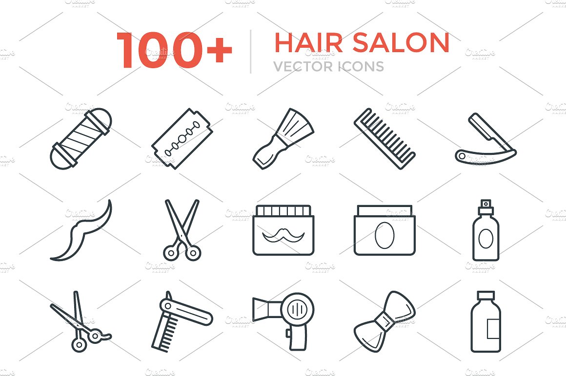 100 Hair Salon Vector Icons