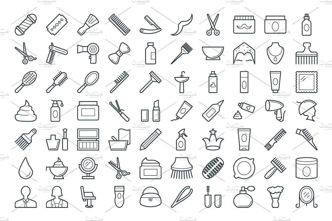 100 Hair Salon Vector Icons