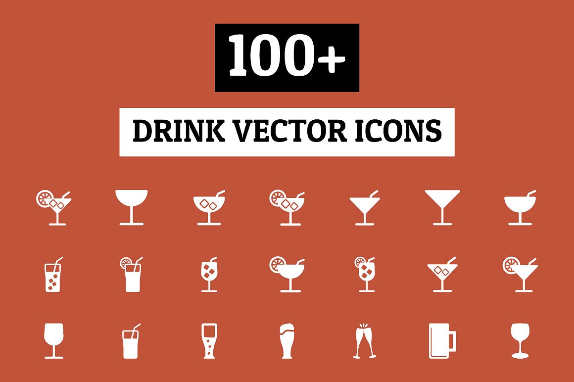 100 Drinks Vector Icons