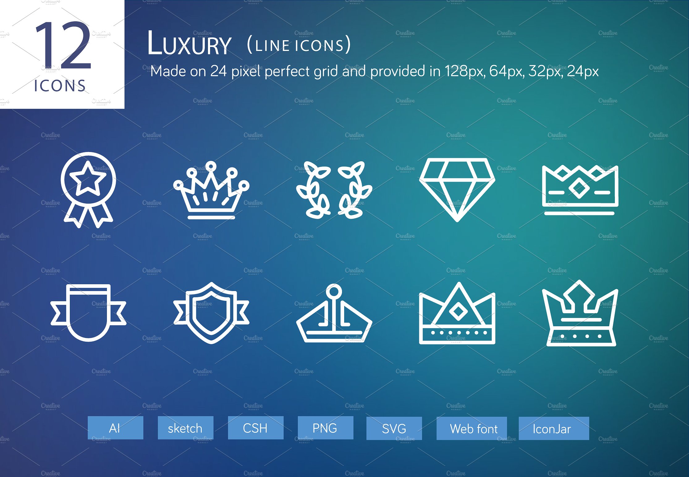 12 Luxury Line Icons