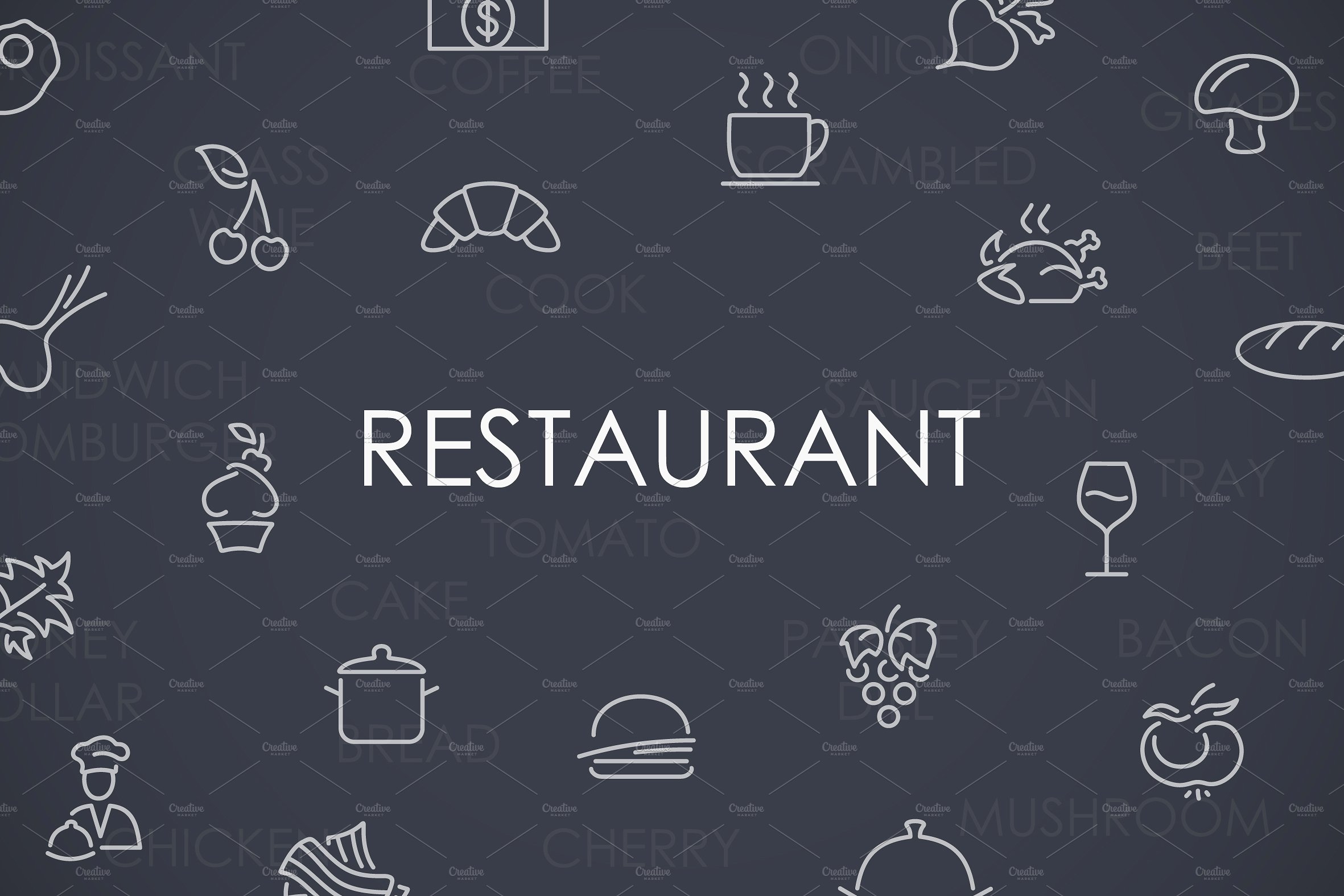 Restaurant thinline icons