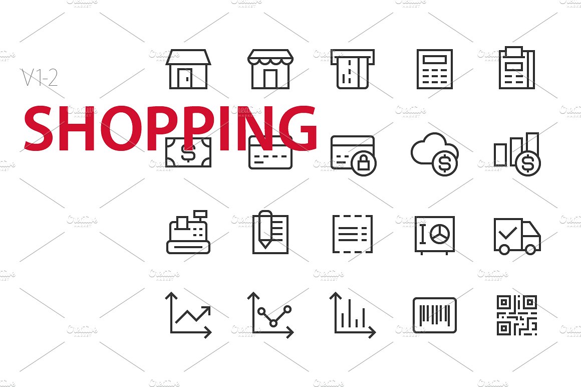 40 Shopping UI icons