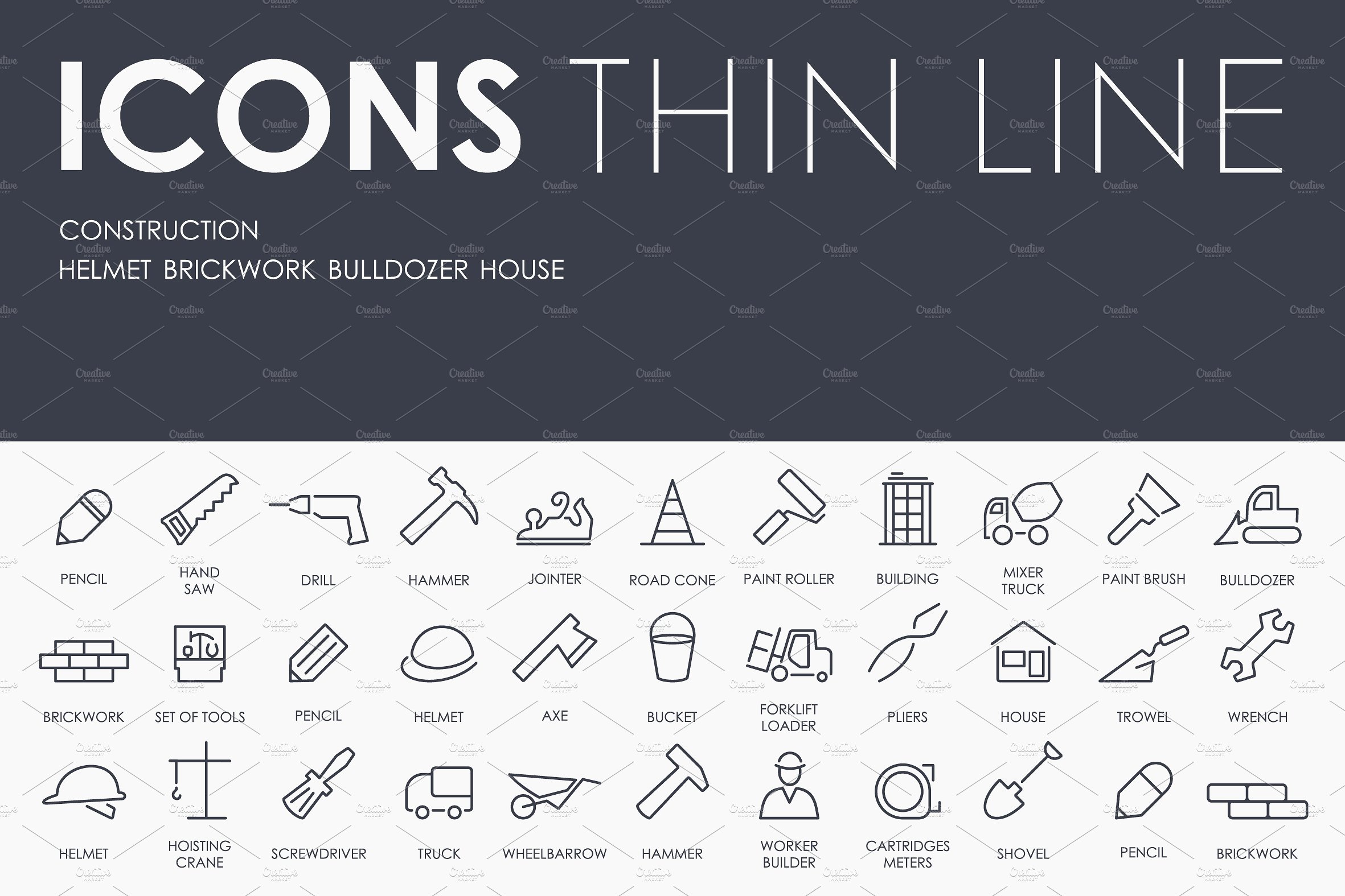 Construction thinline icons