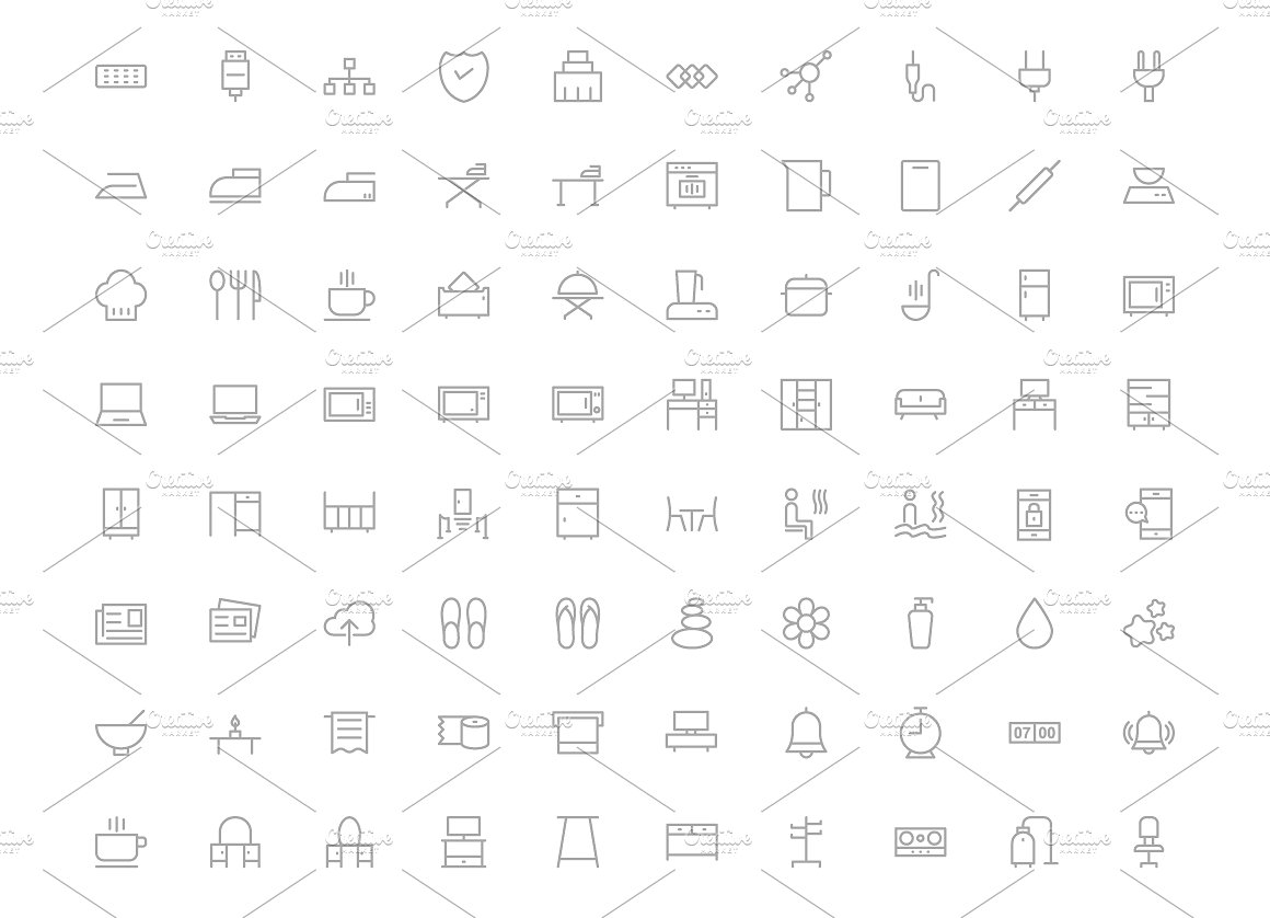 475 Hotel Outline Icons