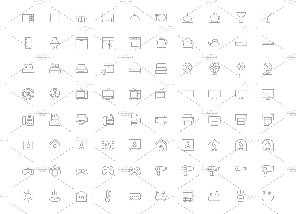 475 Hotel Outline Icons