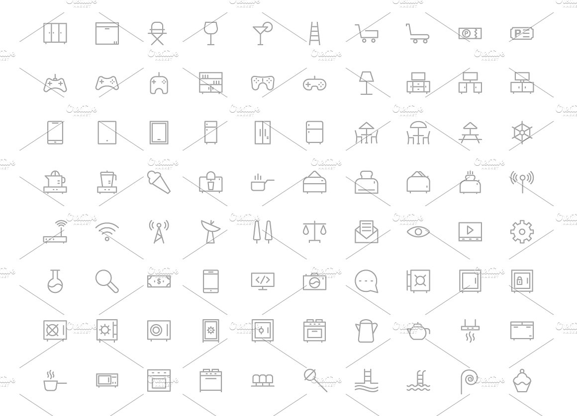 475 Hotel Outline Icons