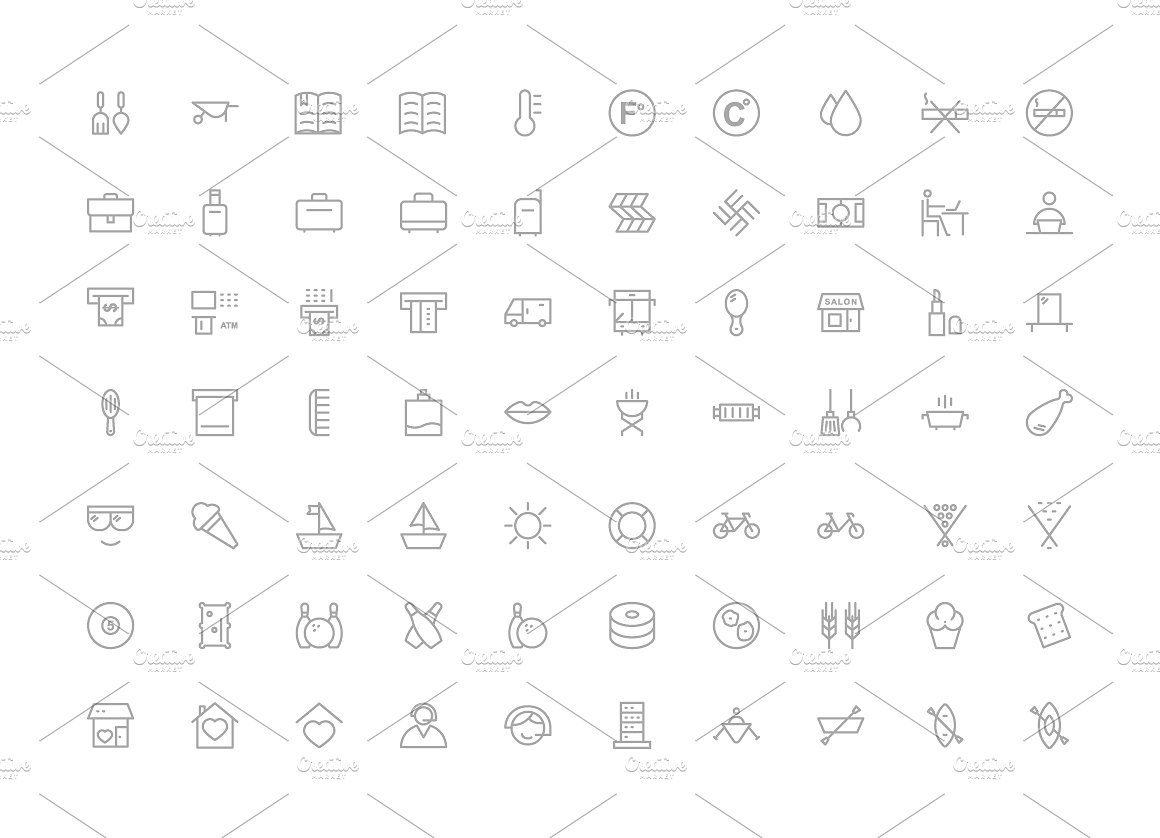 475 Hotel Outline Icons