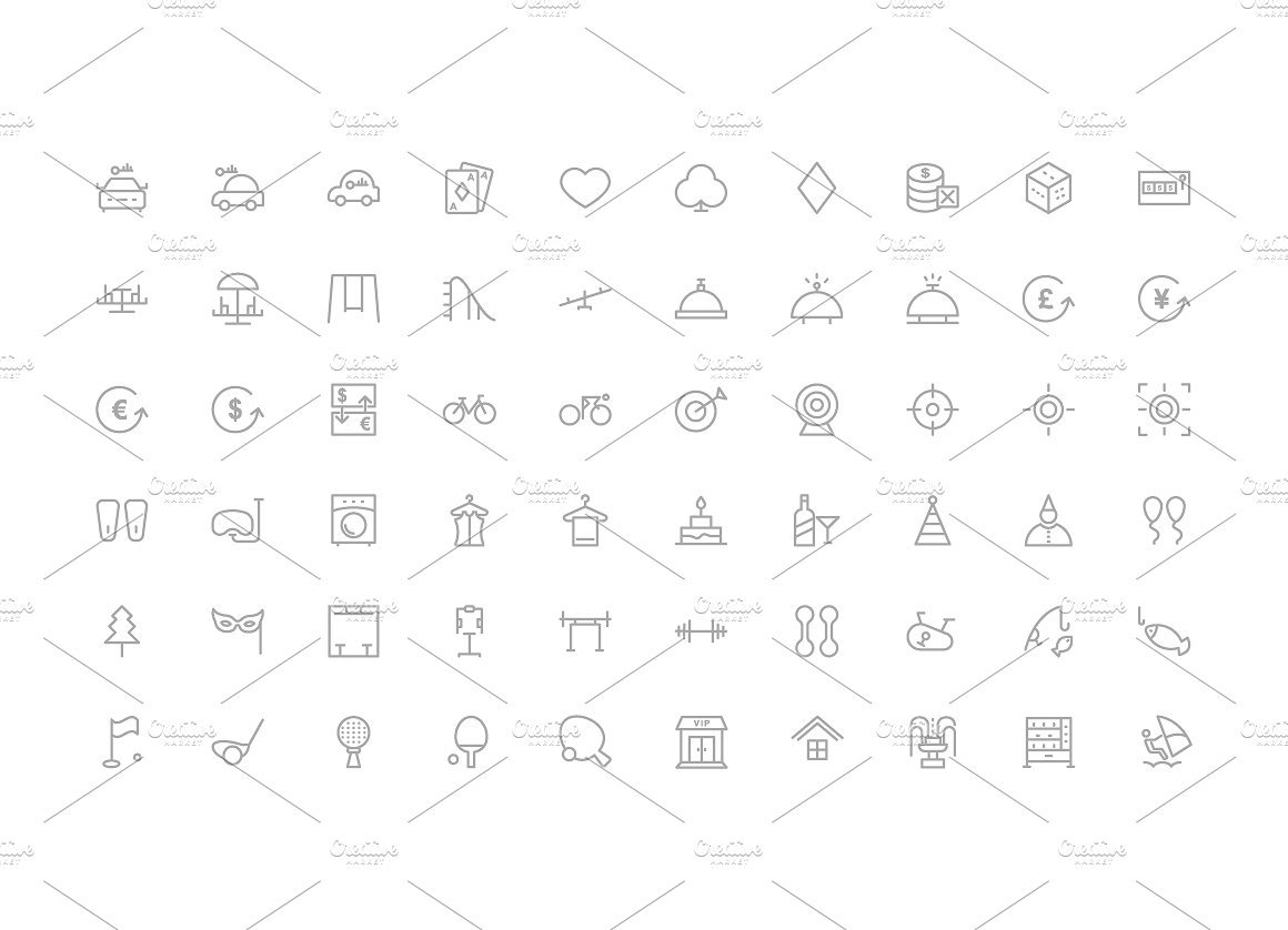 475 Hotel Outline Icons