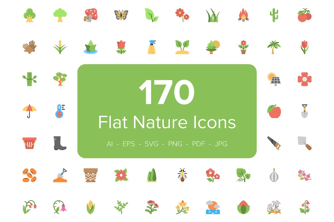 170 Flat Nature Icons