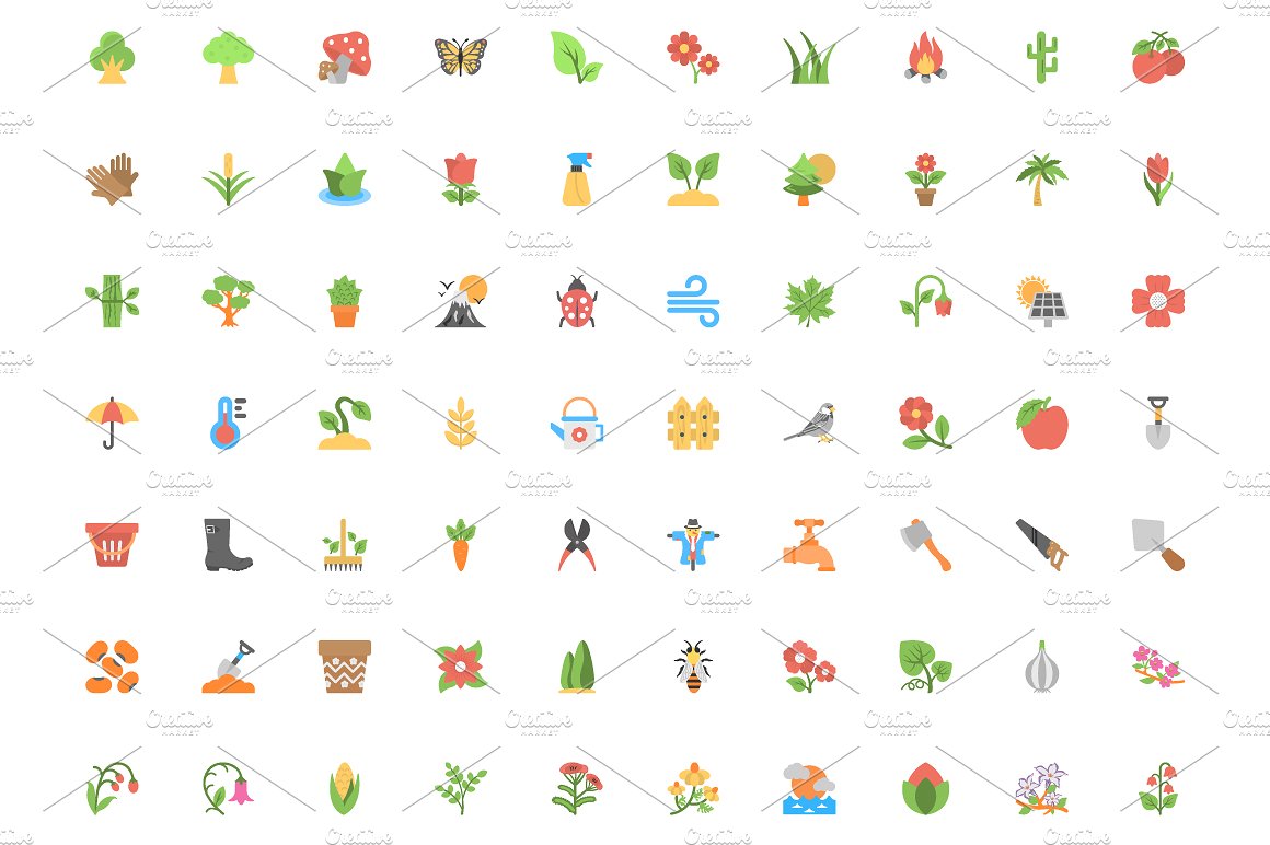 170 Flat Nature Icons