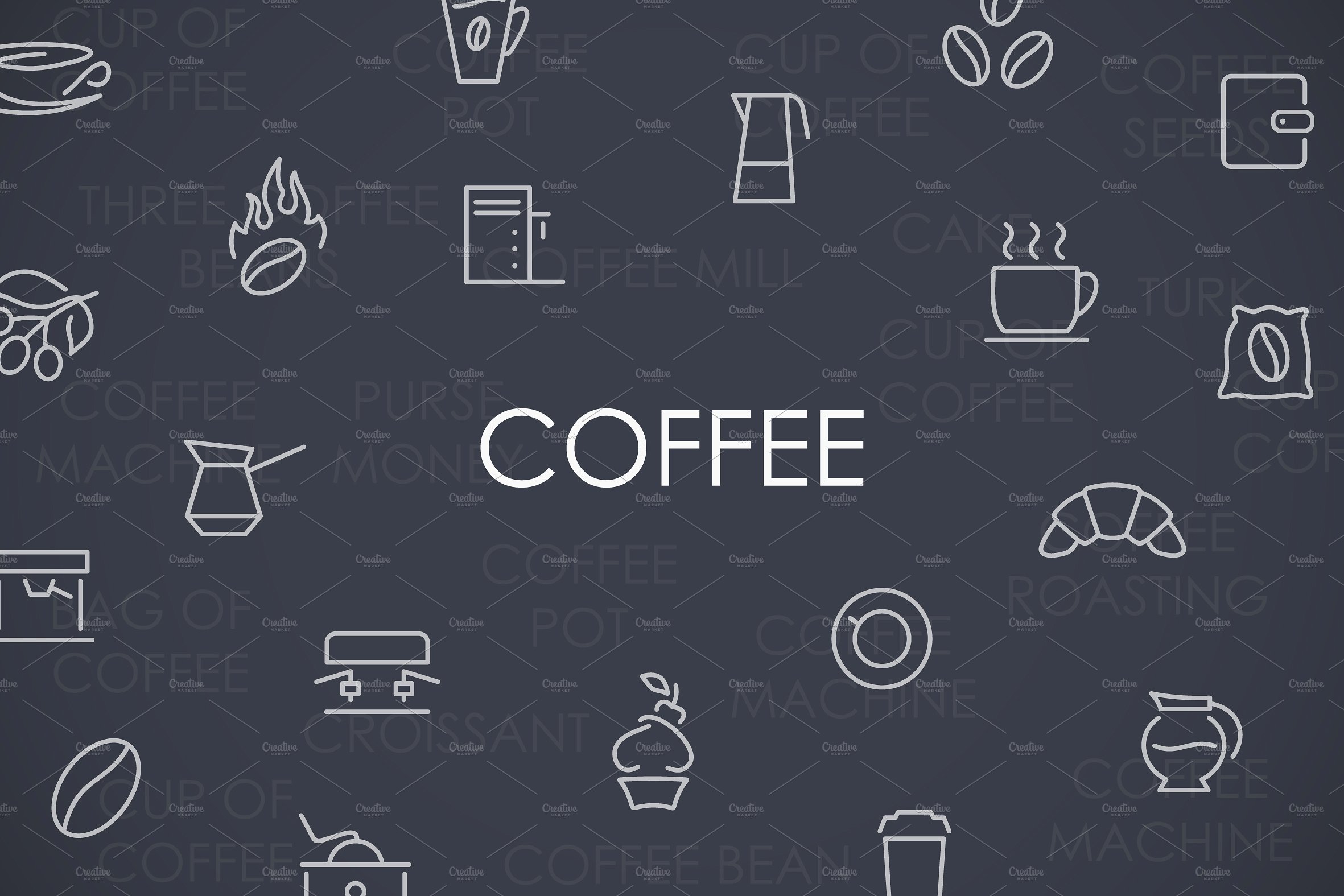 Coffee thinline icons