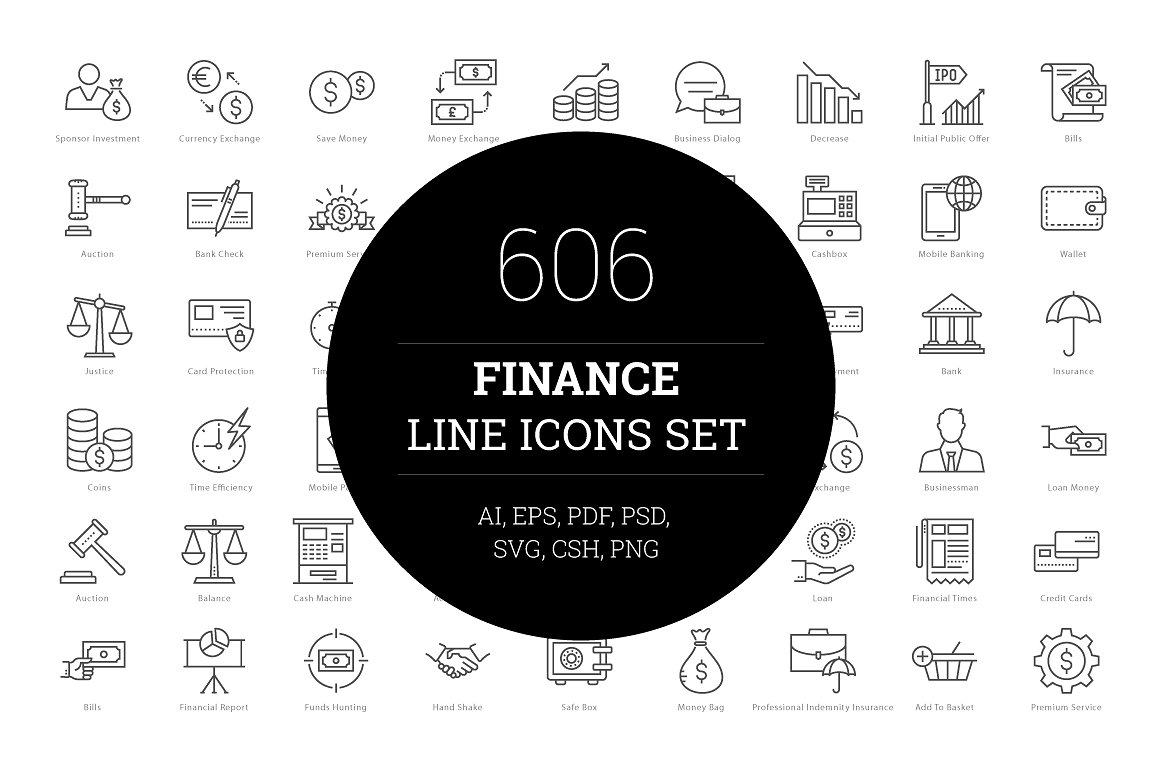 606 Finance Line Icons