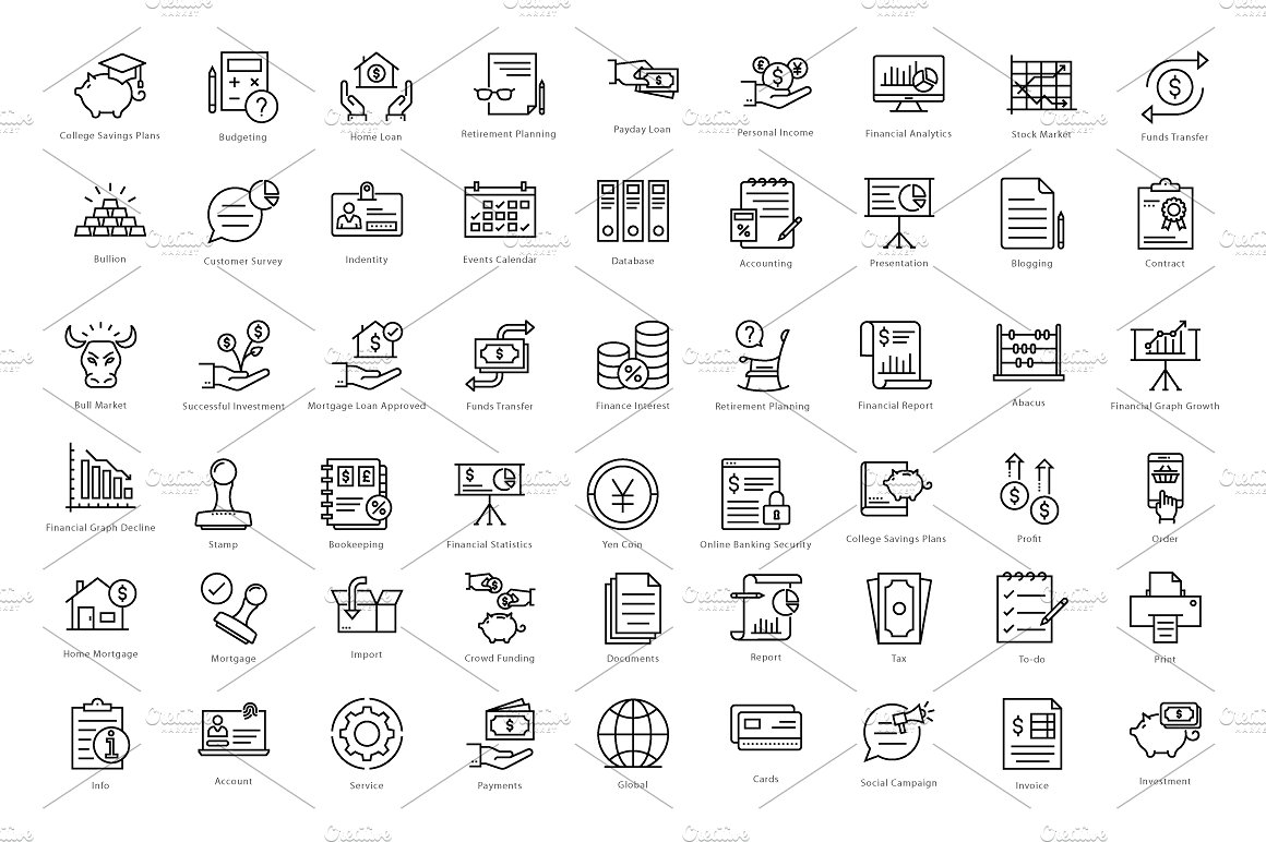 606 Finance Line Icons