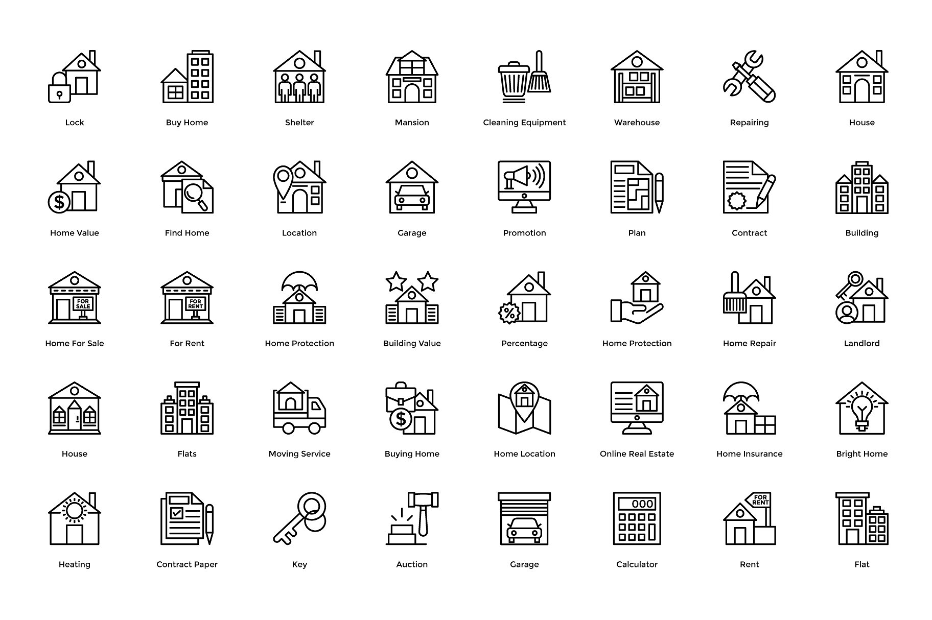 192 Real Estate Line Icons