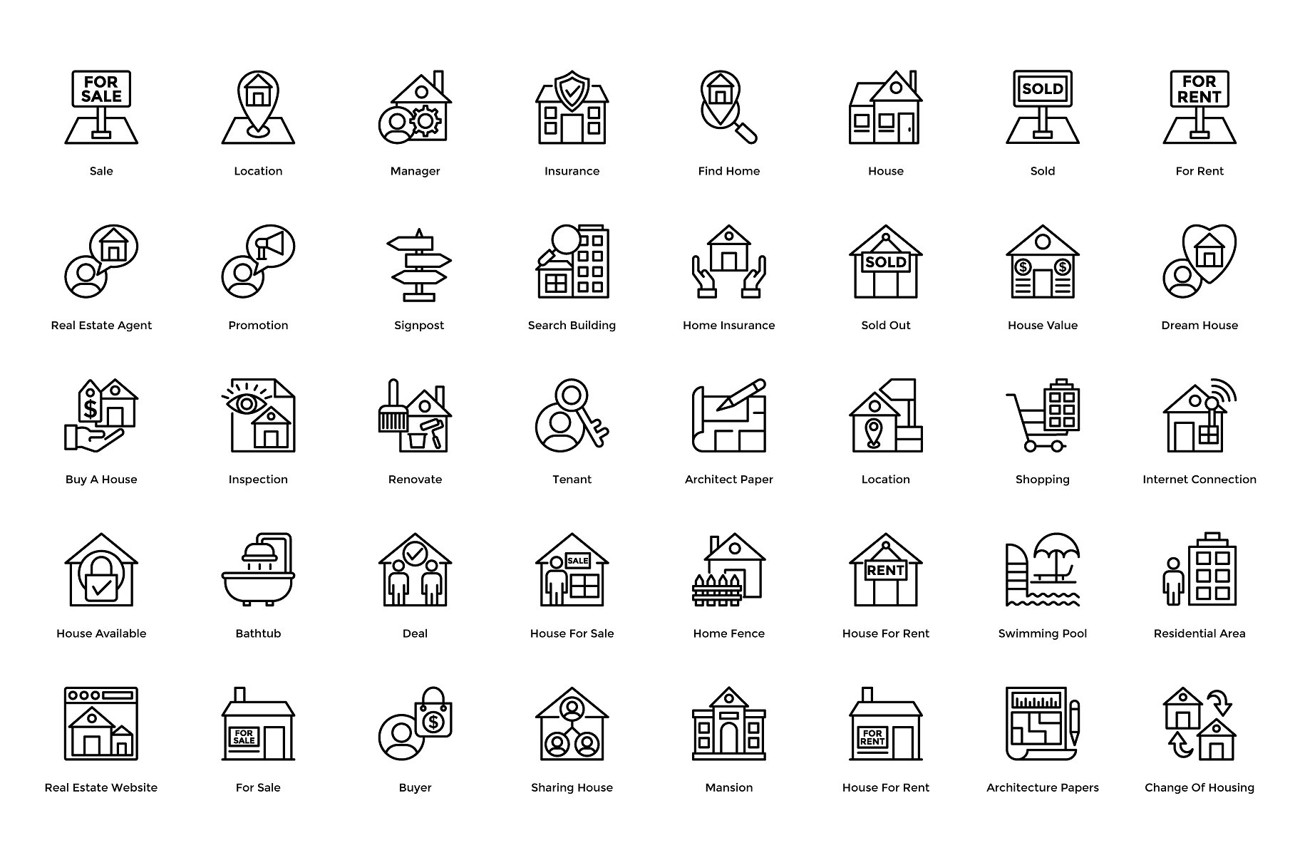 192 Real Estate Line Icons