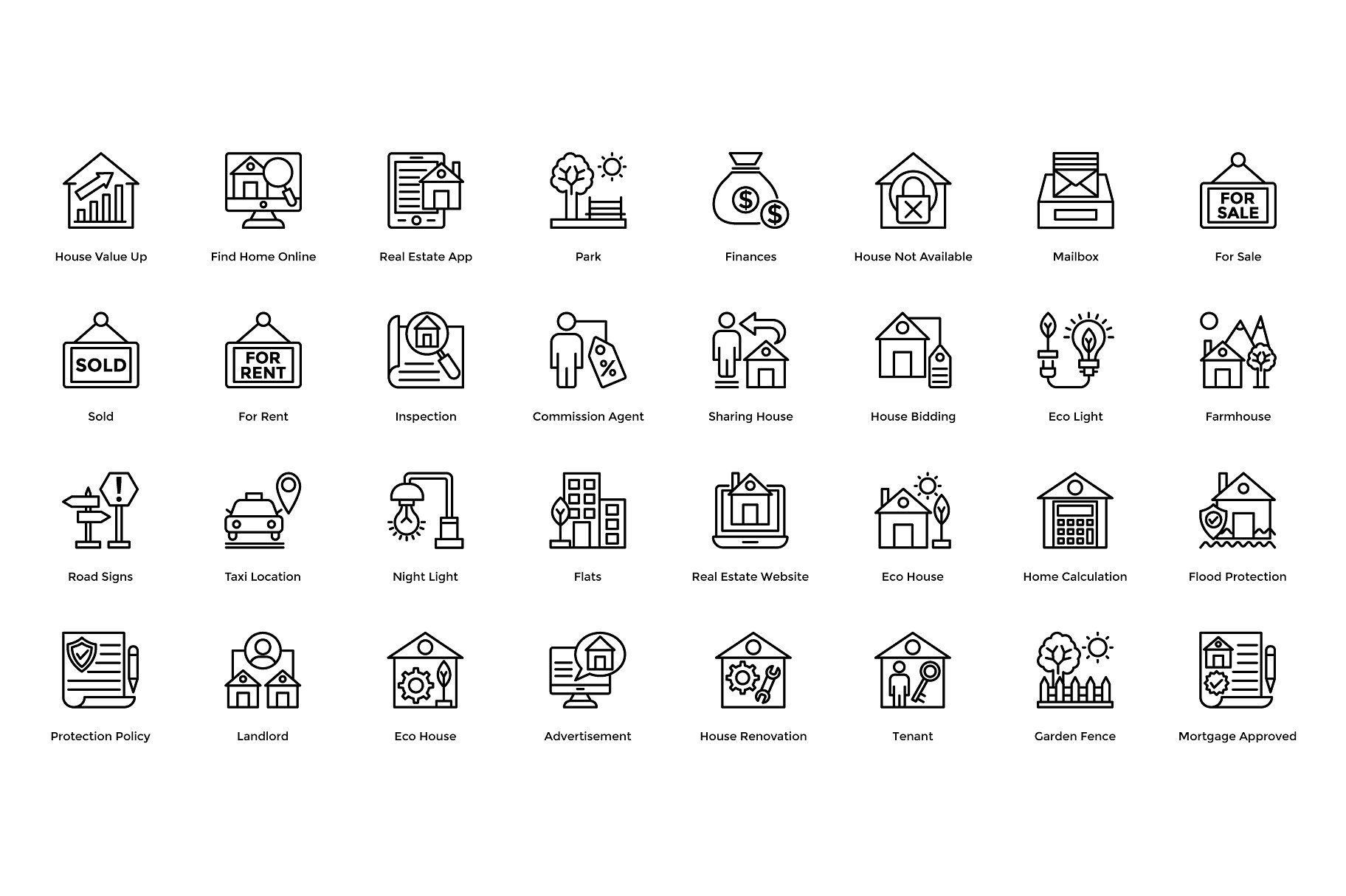 192 Real Estate Line Icons