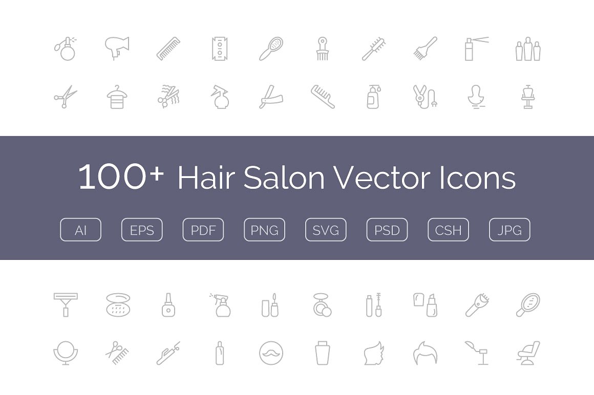 100 Hair Salon Vector Icons