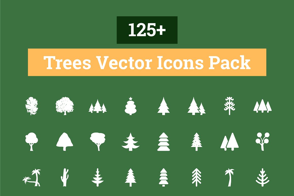 125 Trees Vector Icons Pack