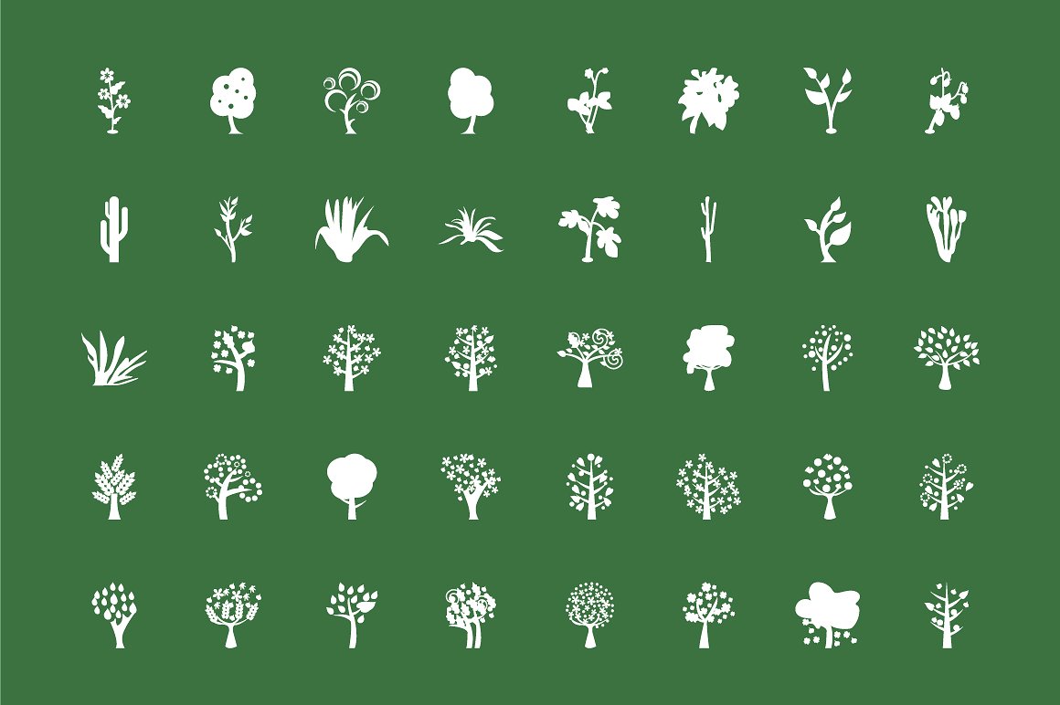 125 Trees Vector Icons Pack