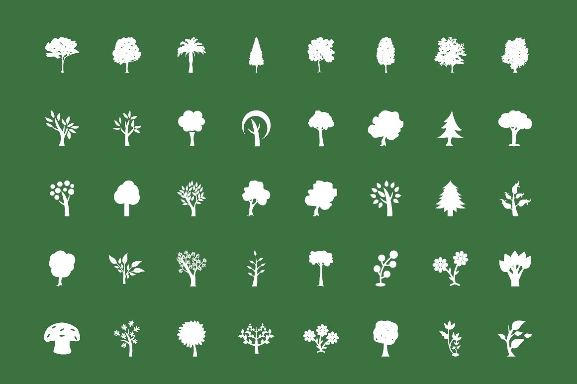 125 Trees Vector Icons Pack