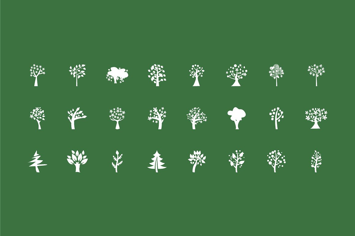 125 Trees Vector Icons Pack