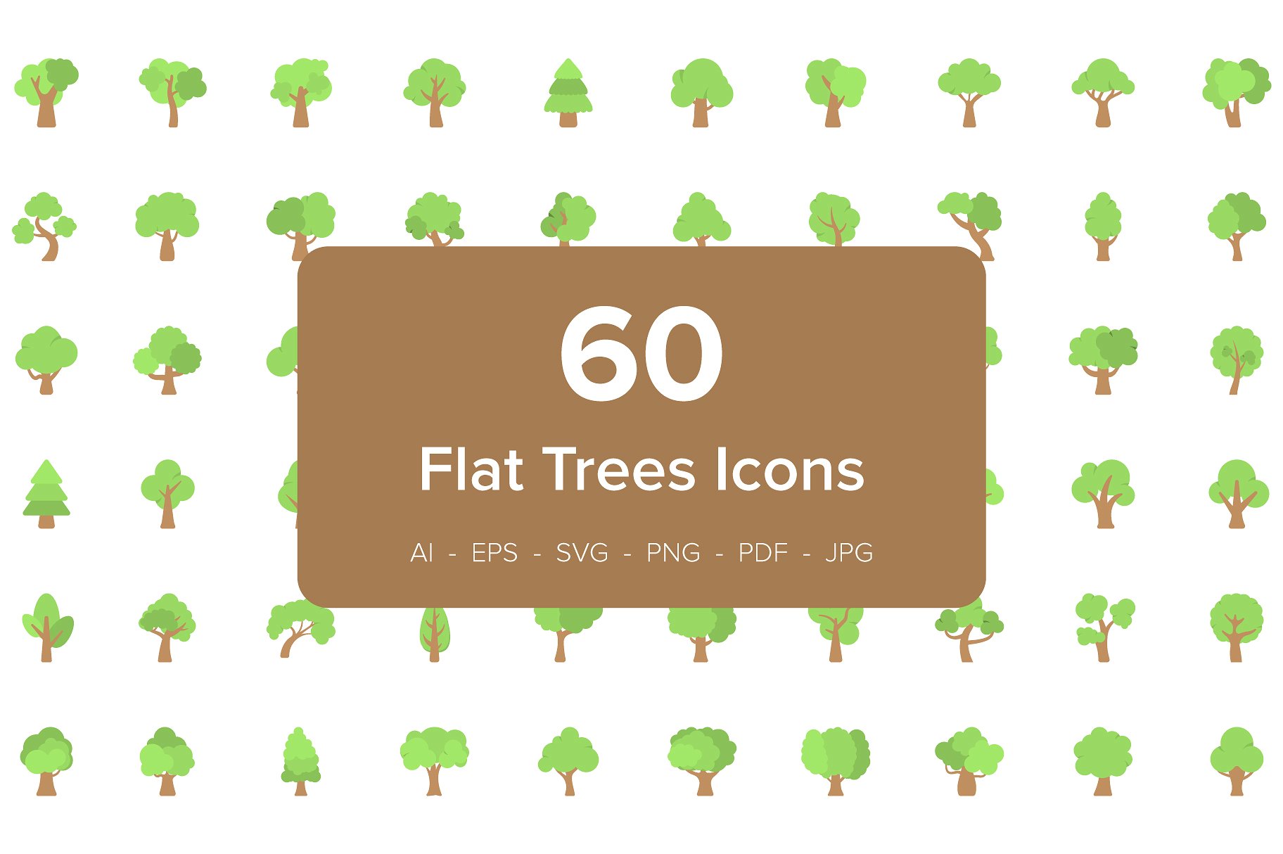 60 Trees Flat Vector Icons