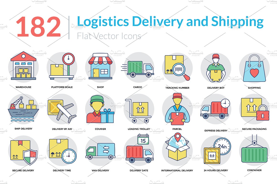 182 Logistics Delivery Icons