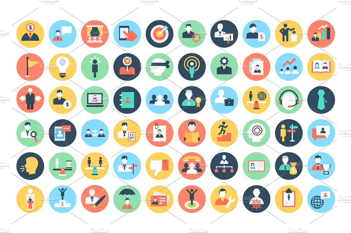 100 Flat Human Resources Icon