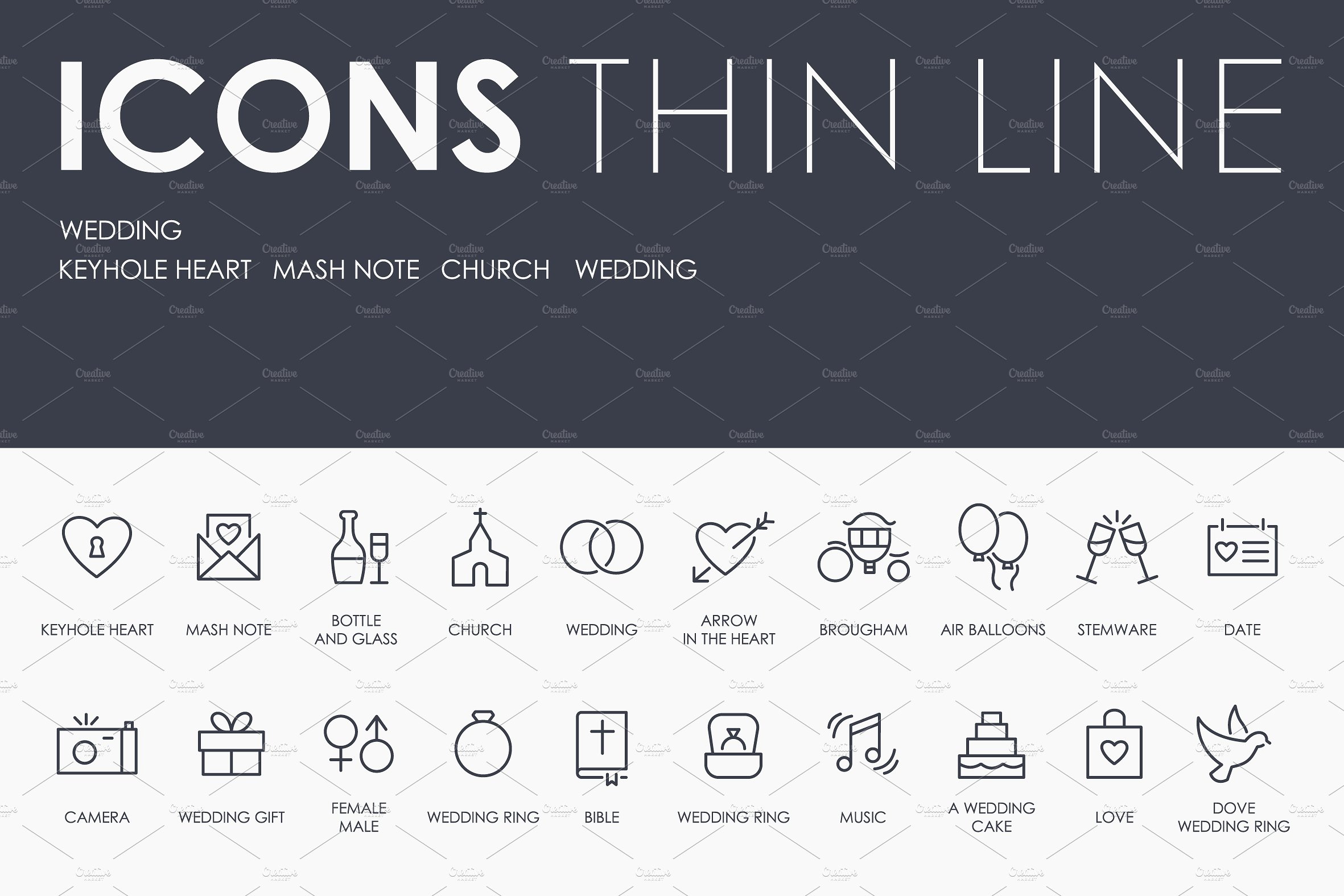 Wedding thinline icons