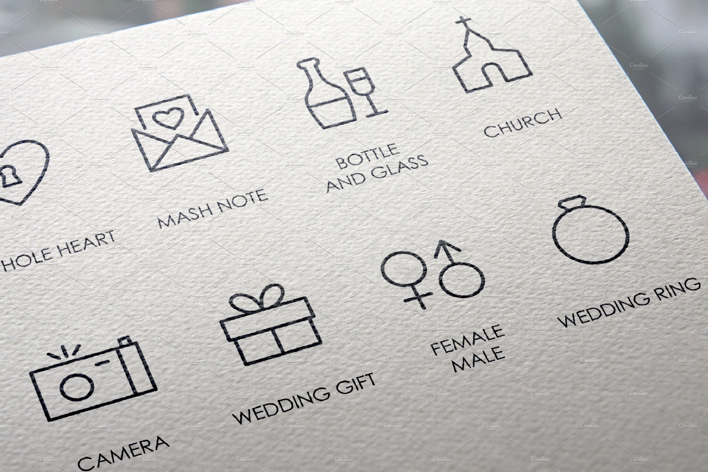 Wedding thinline icons