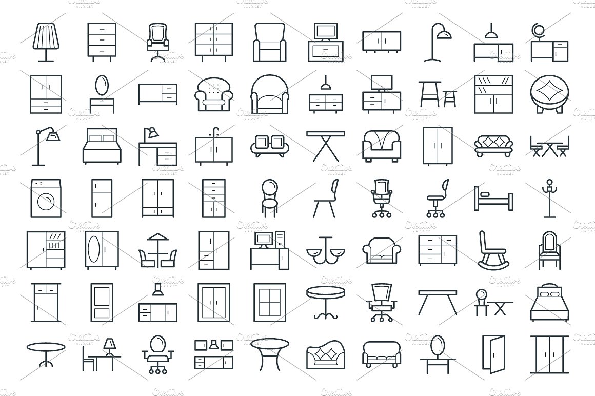 100 Furniture Vector Icons