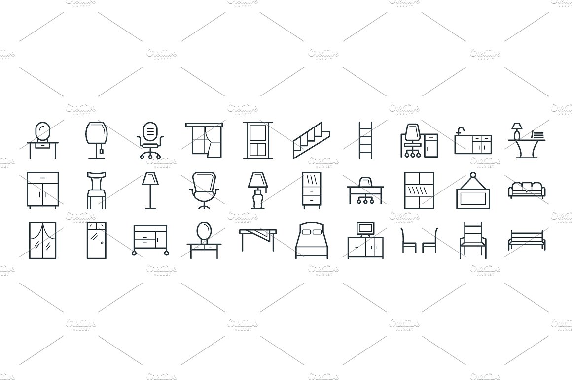 100 Furniture Vector Icons