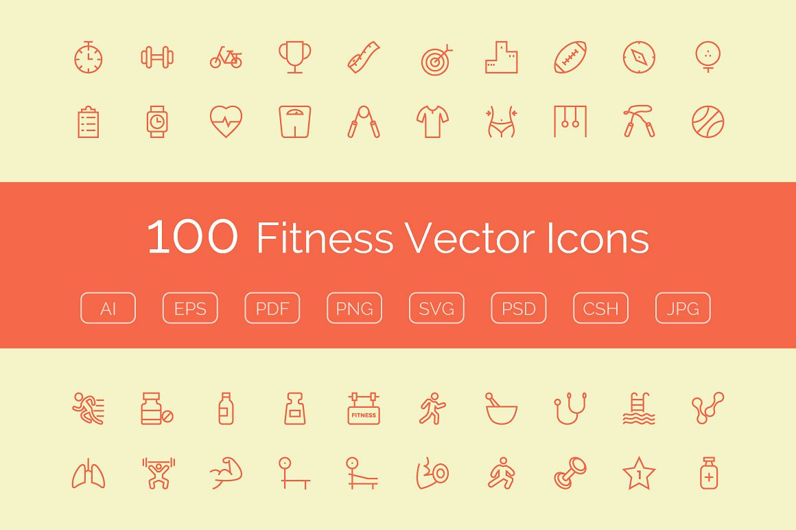 100 Fitness Vector Icons