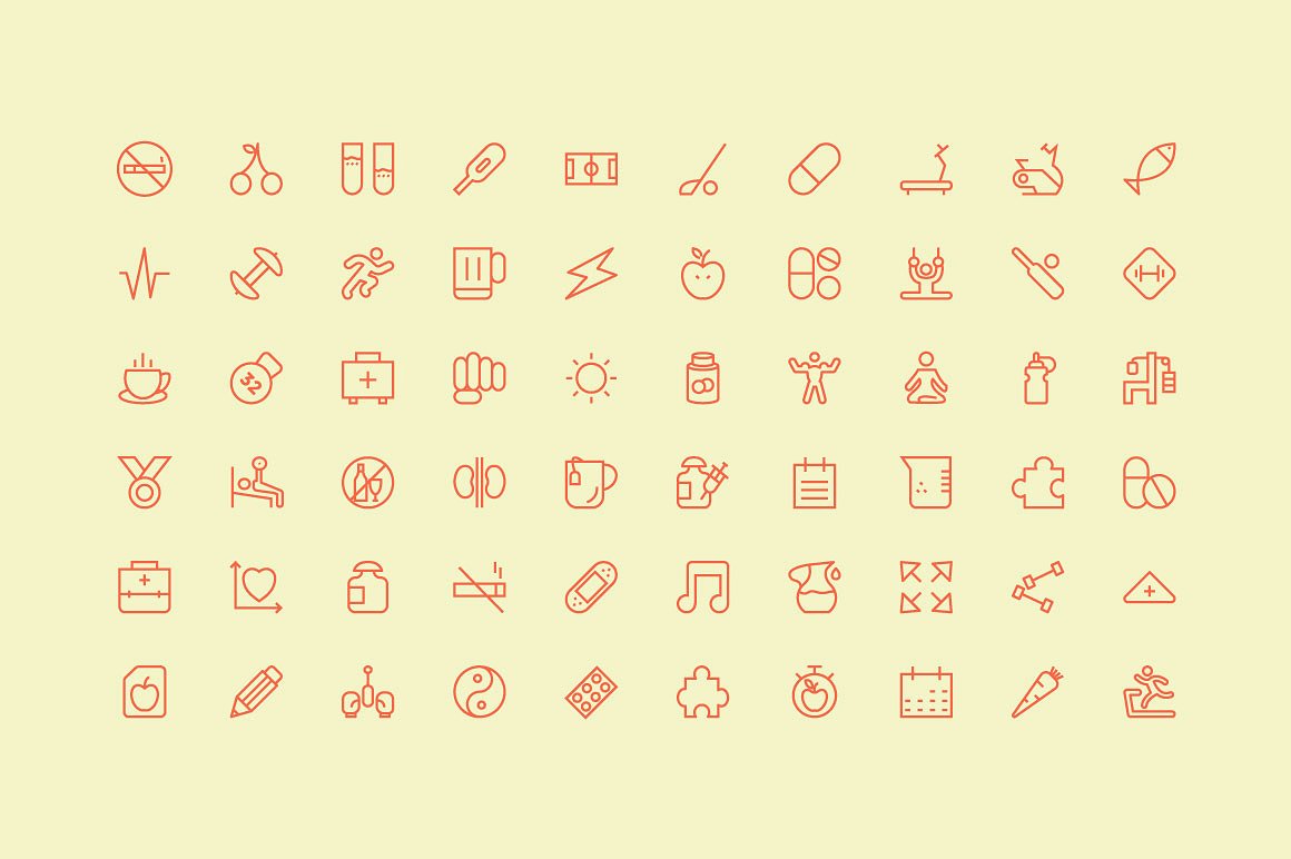 100 Fitness Vector Icons