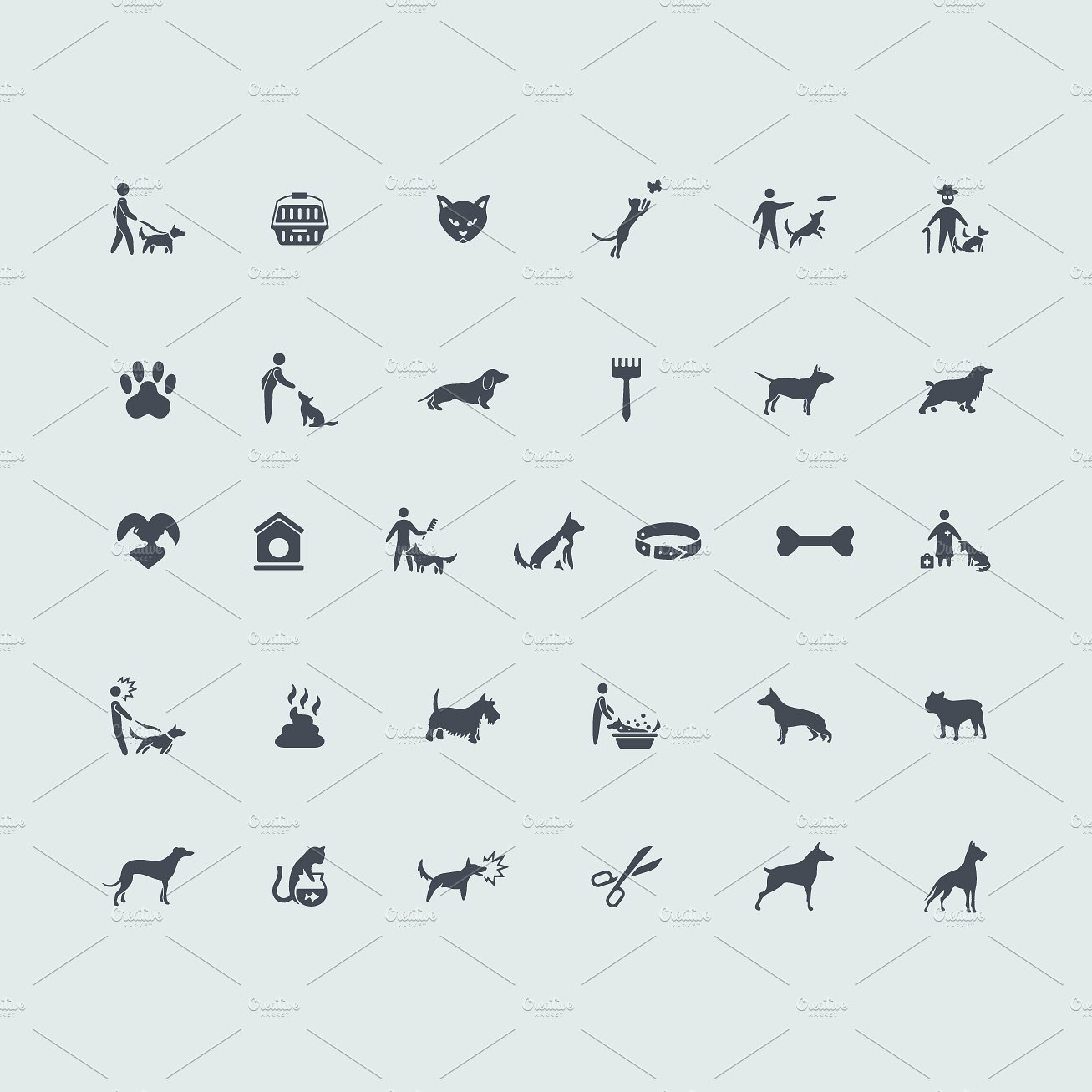 31 domestic animals icons