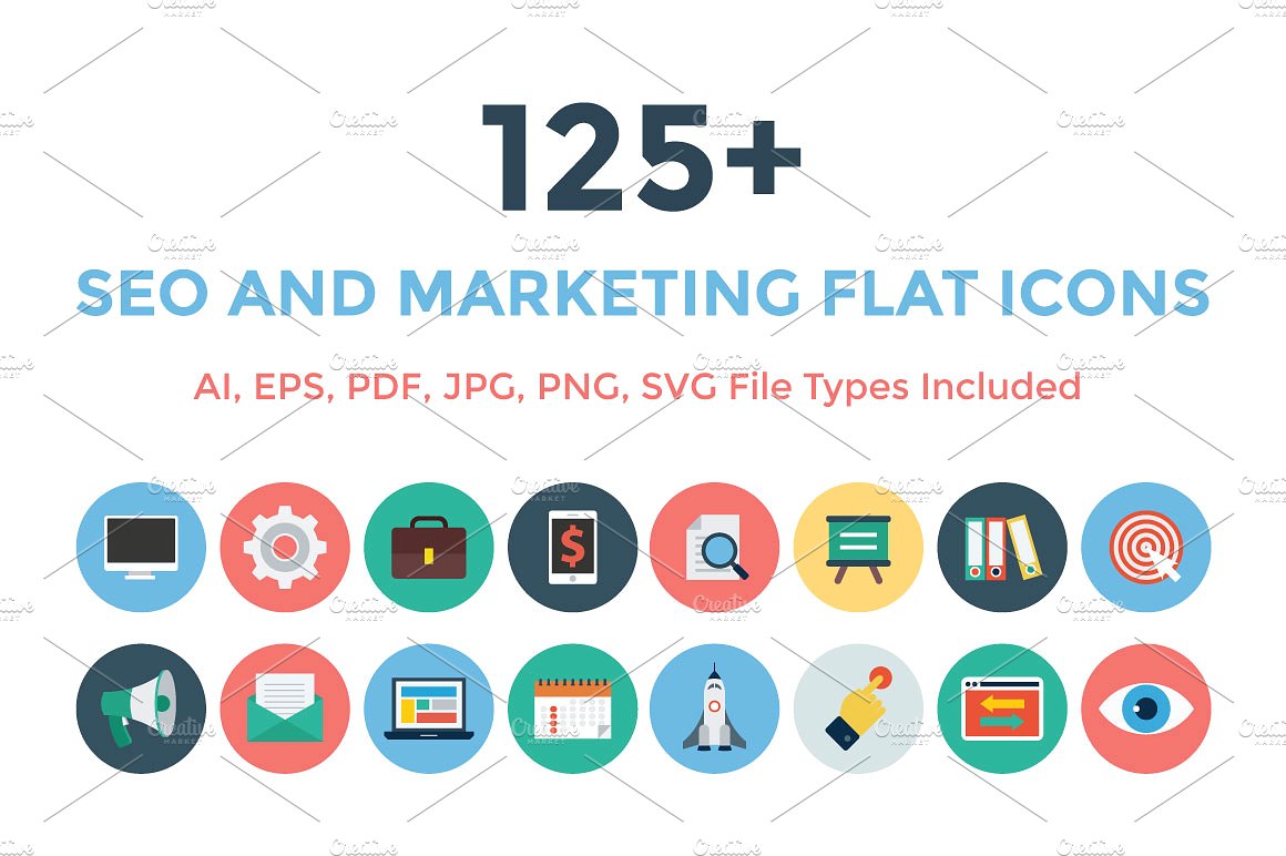 125 Seo and Marketing Flat Ic