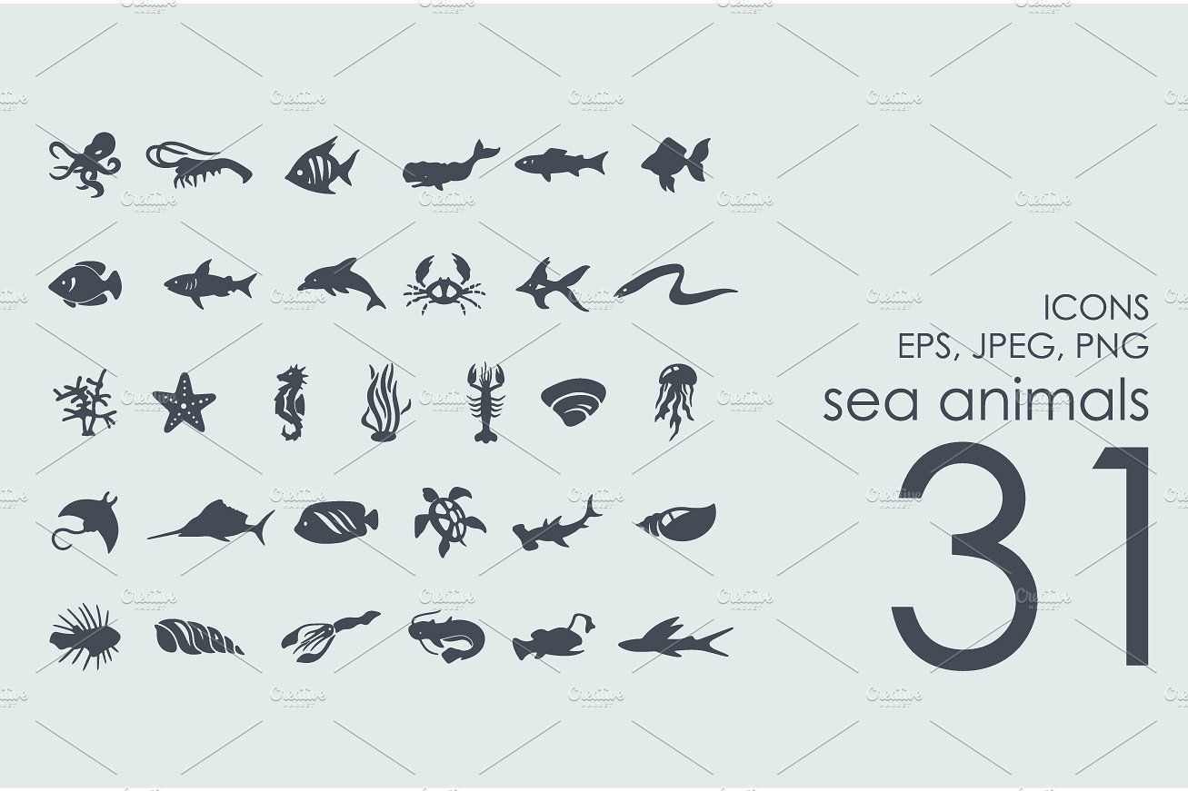 31 sea animals icons