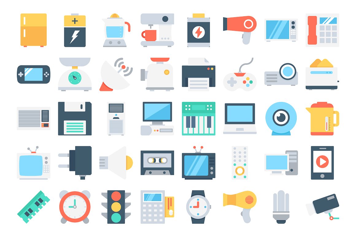 150 Flat Electronics Icons