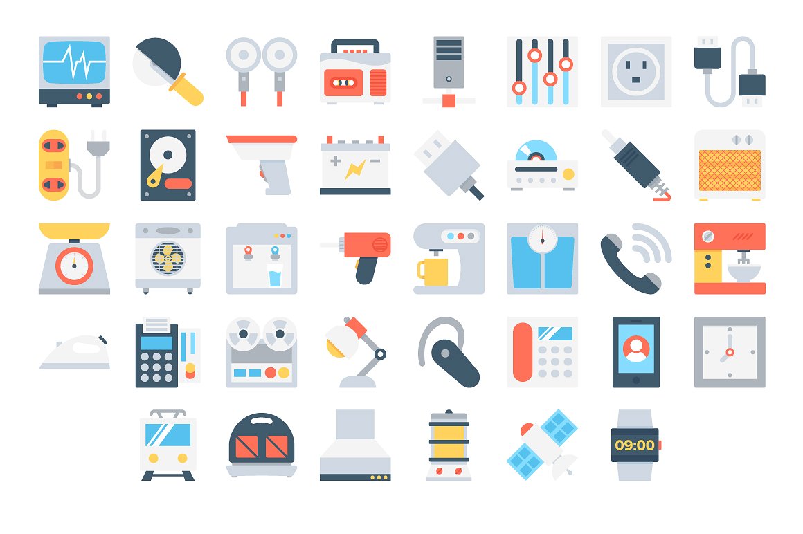 150 Flat Electronics Icons