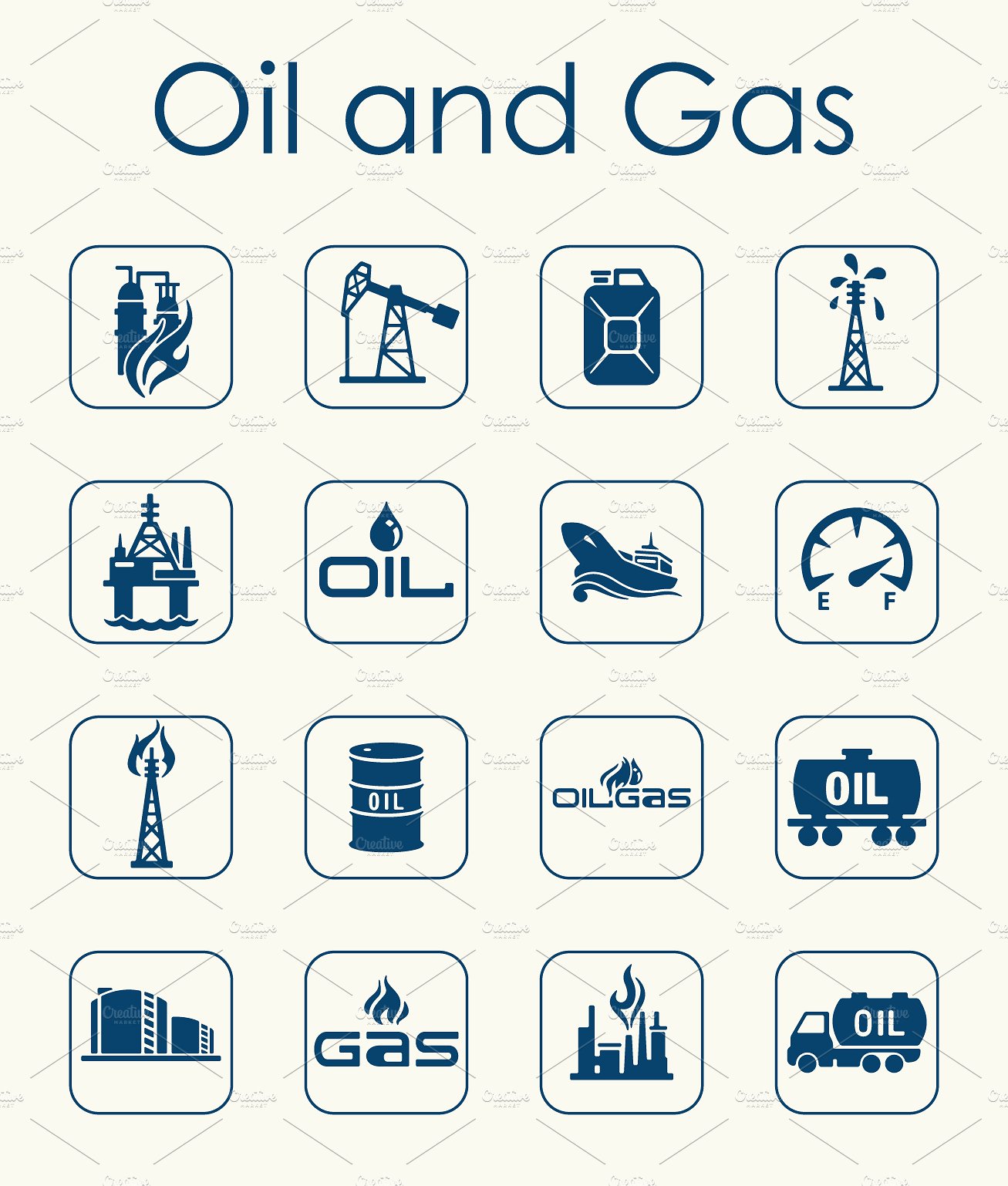 oil and gas simple icons